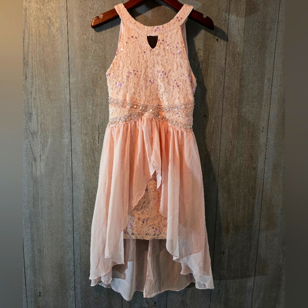 KnitWorks Light Pink Dress Lace Sequin Jewel Design Birthday Holiday Wedding